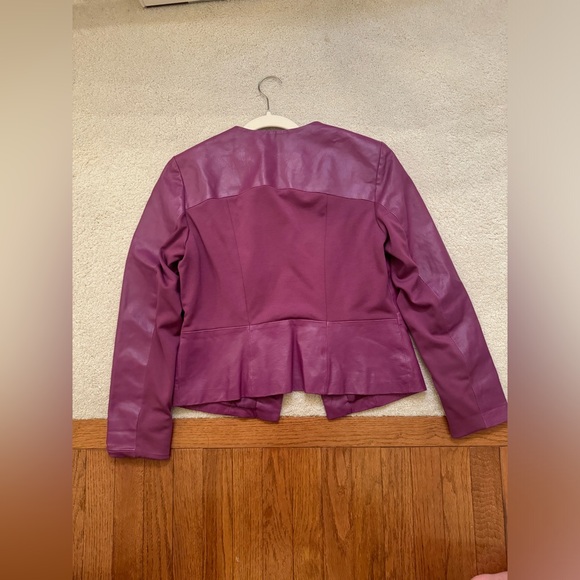 Vintage Hal Rubenstein Sz. L Purple Textured 100% Leather Jacket W/Pockets - Picture 7 of 14